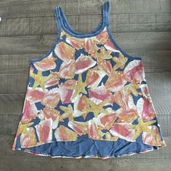 Chaser Sz Small  Womens Tank‎ Top SeaShell Star Fish Sleeveless Shirt - Picture 4 of 9